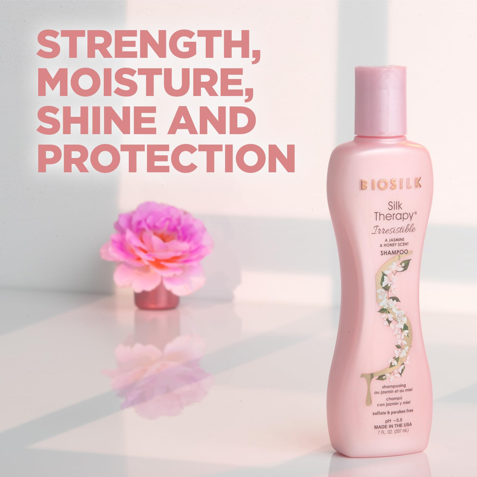 BioSilk Irresistible Collection Silk Therapy Shampoo, Cleanses & Removes Buildup, Jasmine & Honey Scent, Sulfate, Paraben, & Cruelty-Free, 7 Oz